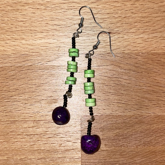 Purple + Green Earrings